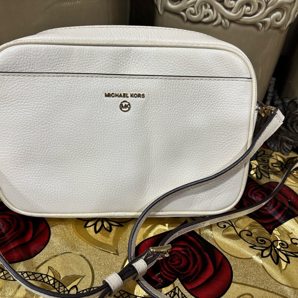 Michael Kors White Crossbody Bag with Gold Accents